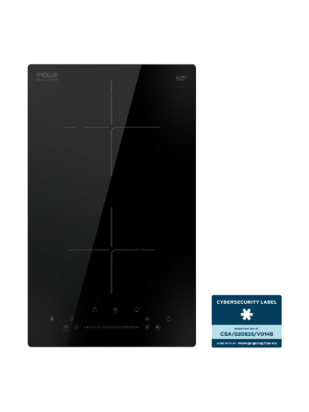 30 cm Wifi Induction Hob with 2 Zones Glass