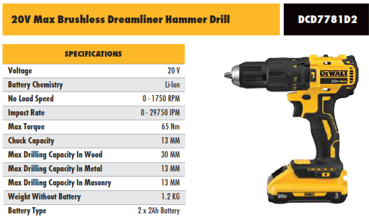 20V MAX Brushless Hammer Drill Driver (2.0Ah x2) $