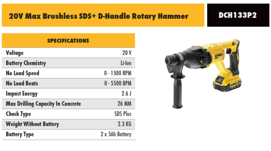 20V MAX Brushless 26mm SDS-Plus Rotary Hammer (5.0Ah x2)