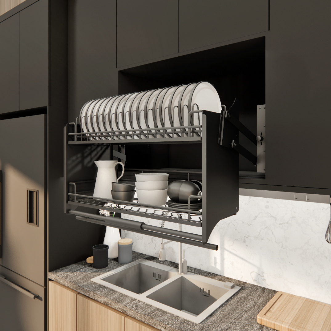 Estrazione Matte Black Series Pull Down SUS304 Dish Rack