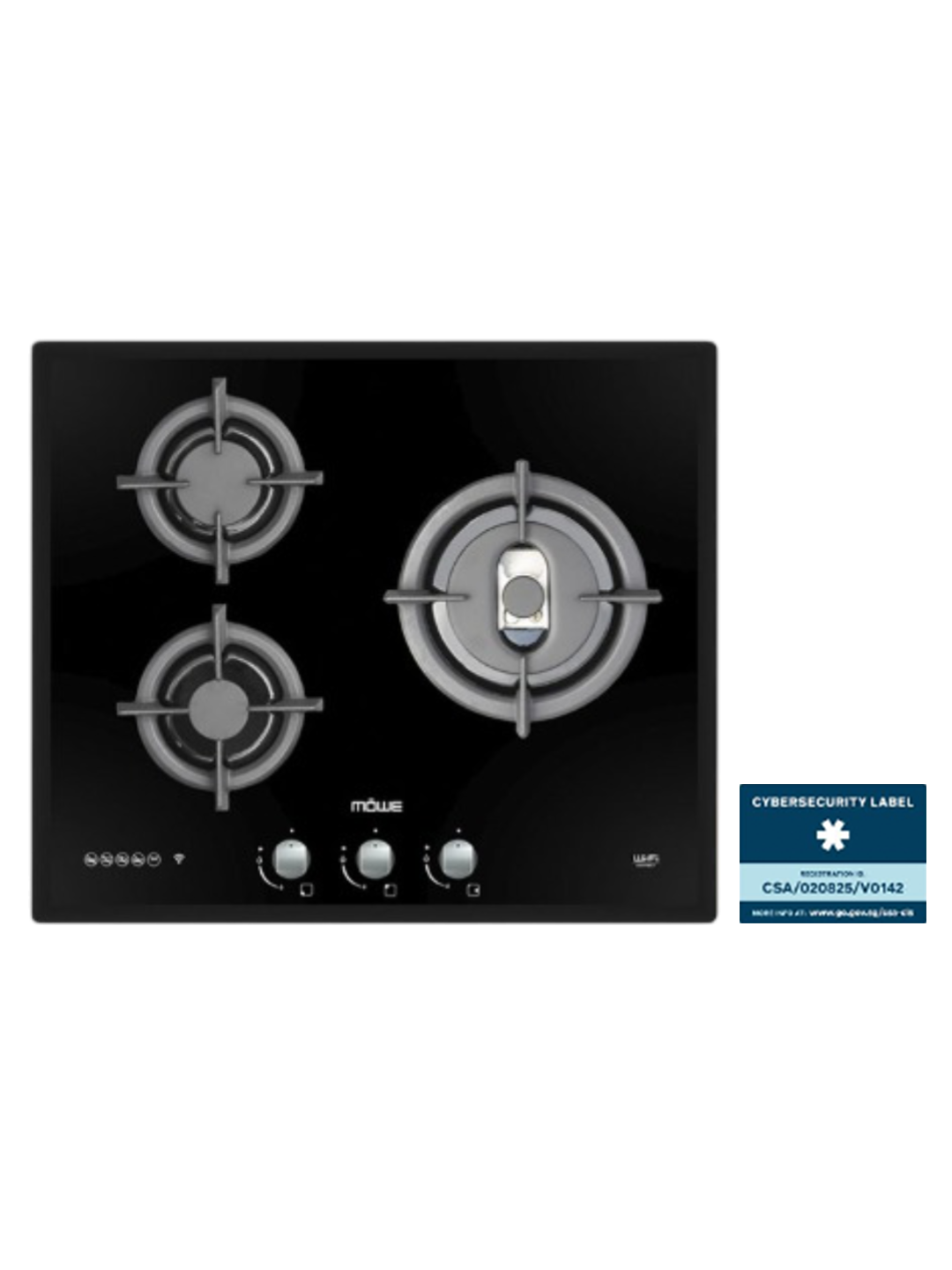 60cm Wifi Hob with 3 Burners Glass