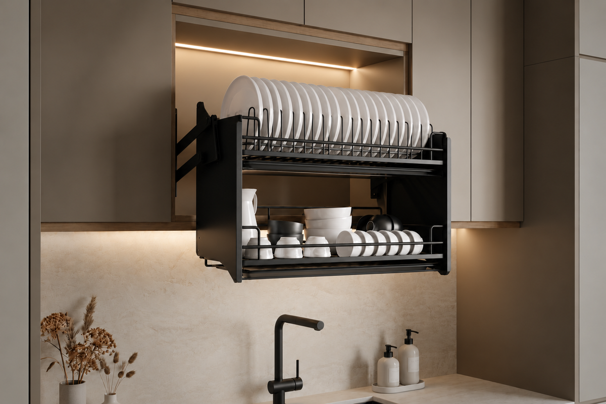 Estrazione Matte Black Series Pull Down SUS304 Dish Rack