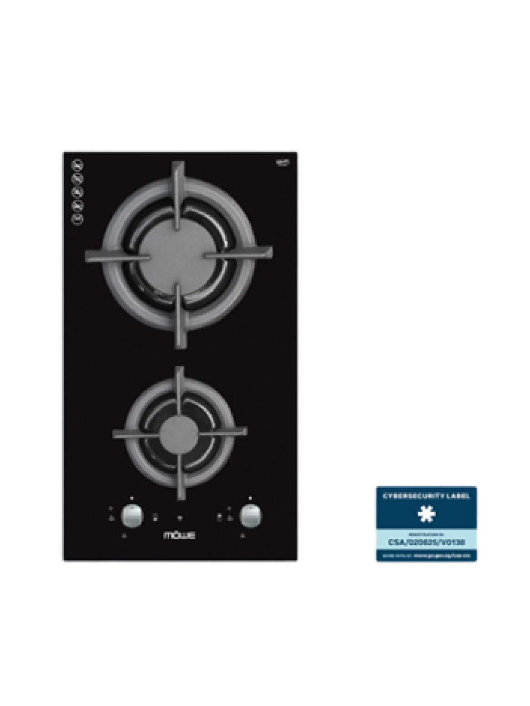 30cm Wifi Hob with 2 Burners Glass