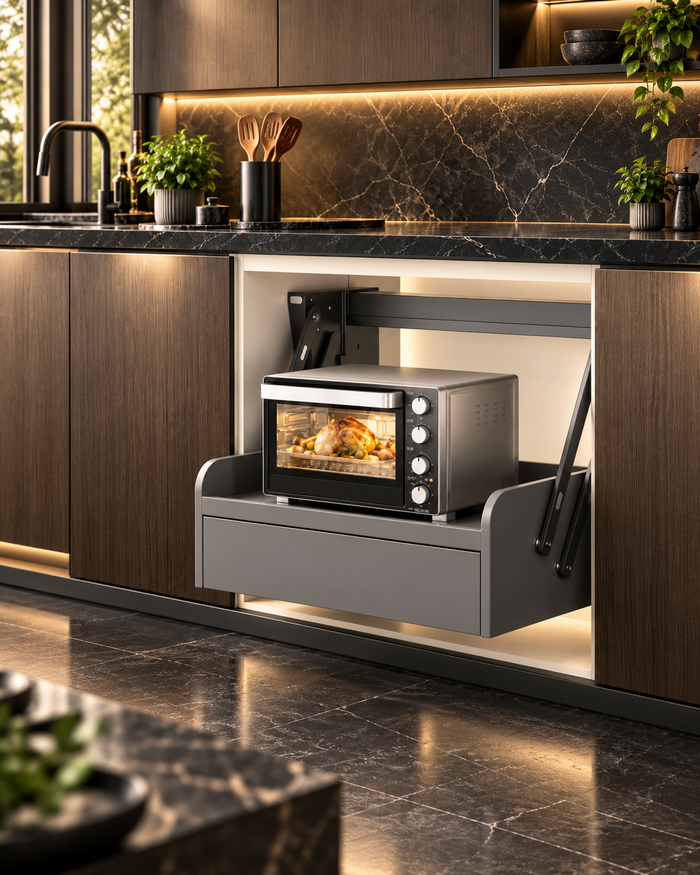 Podio-Matte Black-Automatic Base Cabinet Lift Platform