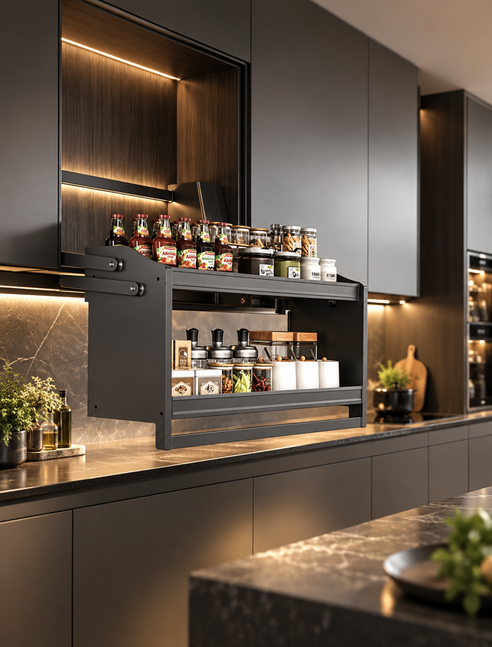 Strato-Matte Black-Automatic Double-Layer Cabinet Lift