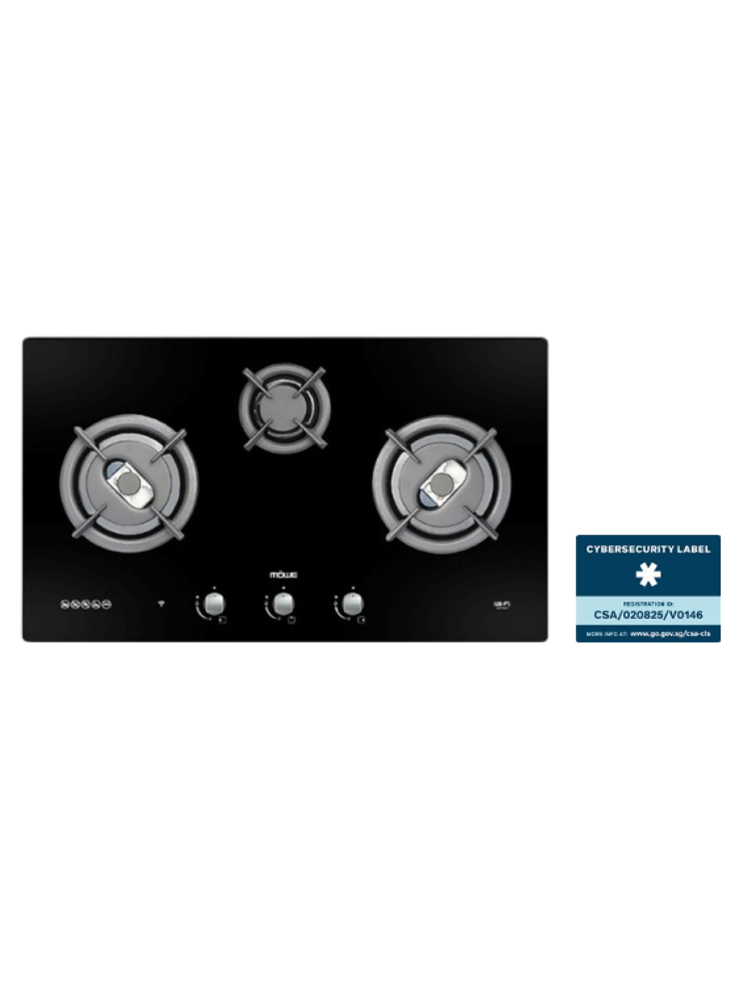 90 cm Wifi Hob with 3 Burners Glass