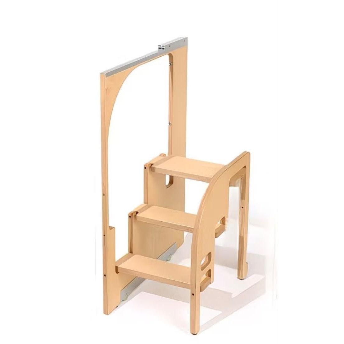 Pedana built-in folding step ladder pulled out from a cabinet, showing frame, steps and handrail