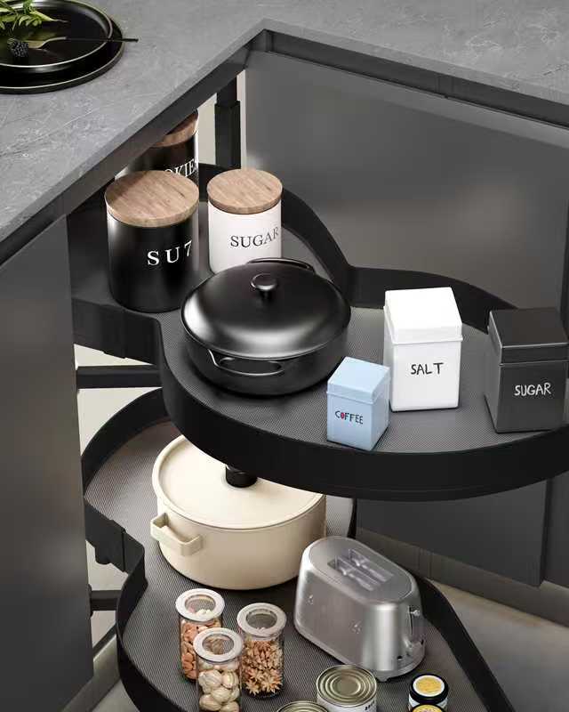 Curvino-ELKY Basket-Matte Black Series-S Corner Kitchen Storage Solution