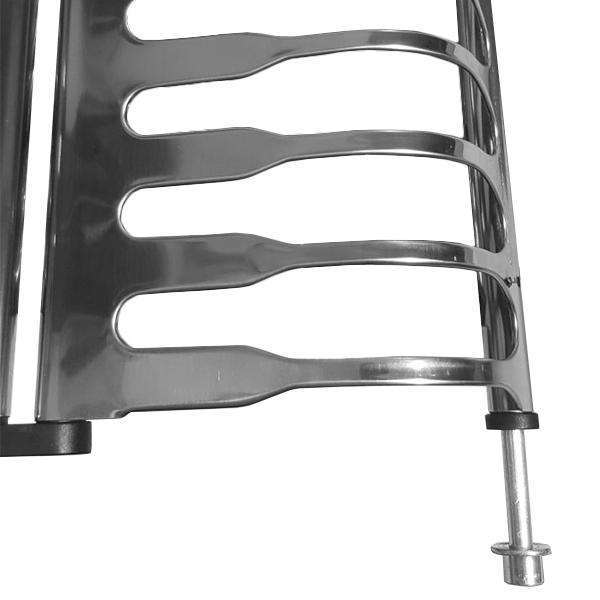 Close-up of a Cipriana plate rack end with its spring plug pin
