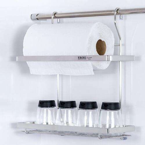 ITALIAN Series Sus304 2 Tier Tissue Paper Roll Scroll Rack & Spice Bottles